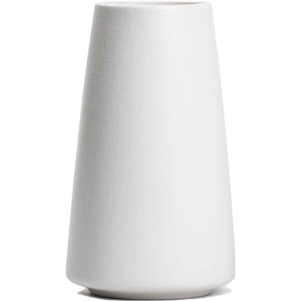 White Vase - White Ceramic Vase, 6“ White Flower Vase, Bright White Not Off